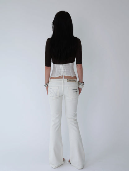 SIV Low Rise White Slim-fit Jeans